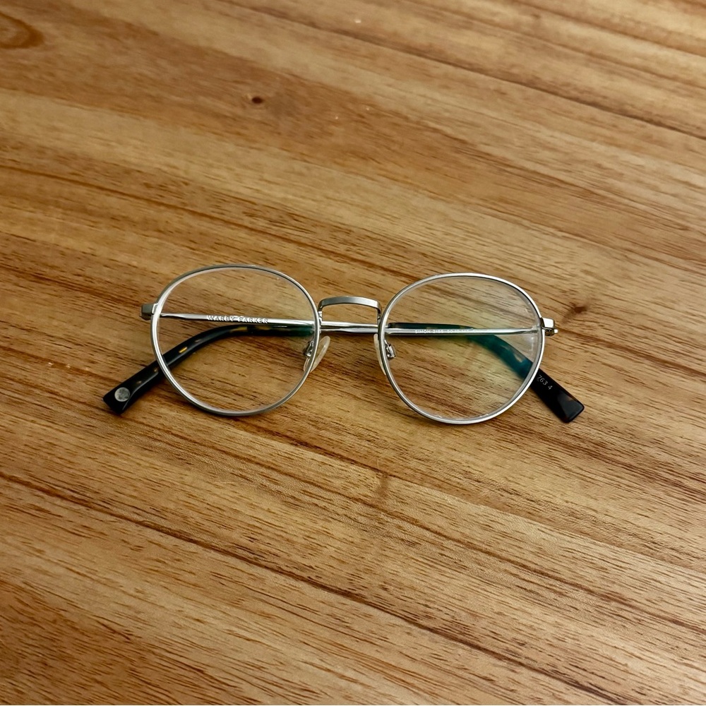 Warby Parker Simon 2155 Antique Silver Round Metal Eyeglass Frames w/ Case